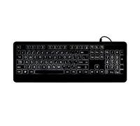 Pissente Wired Backlit USB Keyboard, Wired Large Print Keyboard White Bold Jumbo Letters Silent Backlit with Oversized Characters 104 Keys for The Elder and People