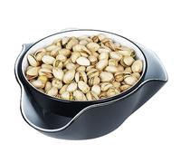 Pistachio Bowl, Snack Serving Dish, Double Dish Nut Bowl with Nut Seeds Shell Storage, Pistachios, Peanuts, Cherries, Popcorn, Edamame, Fruits, Snacks, and Candy Serving Bowl, Black & White