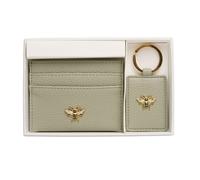 Alice Wheeler Bee Keyring & Card Holder Gift Set - Vegan Leather - Pistachio
