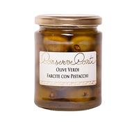 Pistachio stuffed olives in extra virgin olive oil - 314 ml glass jar - made in Sicily by Conserve Conti - artisan production