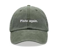 Piste Again. Baseball Cap Vintage Washed Unisex Dad Hat Adjustable Olive