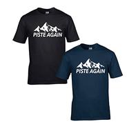 Piste Again T Shirt Snow Apres Ski Snowboard Northern Adventures Hiking Unisex Adults Gift Kids Tee Top Navy