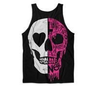 Pistol Boutique Mens Black Back Print Design Graffiti Tattoo Logos Half Skull Singlet Vest Tank Top (PB-BD-3480-S5050-BL-WH-HP, UK, Alpha, XL, Regular, Regular)