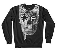 Pistol Boutique Men's Black Graffiti Skull Crown Casual Organic Cotton Jumper Sweater Sweatshirt (PB-EP62-SCOH-BL-WH, UK, Alpha, XL, Regular, Regular)