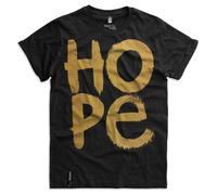 Pistol Boutique Mens Black Rolled Sleeve Fitted Crew Neck Gold Hope Paint Graffiti Fashion T-Shirt (PB-EP11-HO-BL-GD, UK, Alpha, XL, Regular, Regular)