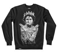 Pistol Boutique Men's Black Sketch Graffiti Queen Tattoos Casual Organic Cotton Jumper Sweater Sweatshirt (PB-EP62-QGGF2-WH-HP-BL, UK, Alpha, L, Regular, Regular)