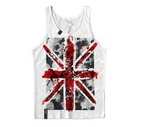 Pistol Boutique Mens White Union Jack Skulls Flag Fashion Singlet Vest Tank Top (as8, Alpha, x_l, Regular, Regular)