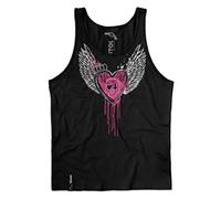 Pistol Boutique Women's Black Sketch Crown Skull Love Heart Wings Fashion Singlet Tank Vest Top (as8, Alpha, l, Regular, Regular)