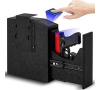 CYTBEK Pistol Safe with Biometric Fingerprint, Recessed lamp Auto Sliding Door Hand Gun Safe with Fingerprint, PIN Code, Key Access, Gun Safe Box for Nightstand, Desk, Bed Side,Truck
