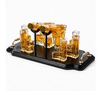 Pistol Whiskey Decanter Set - 2X 10.1 Oz Gun Style + 6 Bullet Shot Glasses - Unique Bourbon Gifts for Men, Dad, Husband, Military, Veterans, Police - Liquor Dispensers for Scotch, Vodka, Tequila