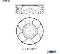 Engine piston Phosphated and graphite-coated 011 PI 00117 000 MAHLE for OPEL