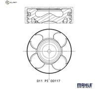 Engine piston Phosphated and graphite-coated 011 PI 00117 000 MAHLE for OPEL