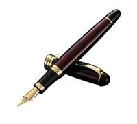 Piston Fountain Pen Galaxy Blue Resin Iridium Extra Fine Point Gold Trim Smooth Lighter Collection with Case Set (Red (Iced Flower), 0.7)