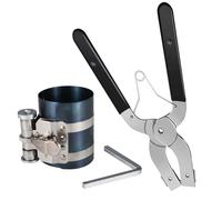 Piston Ring Compressor - Adjustable Steel Engine Tool | Piston Ring Installer and Removal Pliers Set for Automotive Maintenance | Fits 53mm-125mm Range | for Car, Truck, and Vehicle Repair