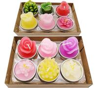 pistro 12 PCS Flower Tealight Candles Set - Succulent & Cactus Shaped Decorative Tea Lights for Home, Party, Weddings, Gifts - Natural Plant Design for Special Occasions (color 2)