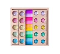 pistro Acrylic Wooden GEM Blocks Set for Kids, Educational Building Blocks, Preschool Learning Stacking Toy with Wooden Storage Tray
