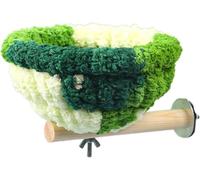 pistro Bird Nest for Cage with Perch, Washable Plush Parrot Hut Snuggling Shed for Lovebird, Cockatiel, Parakeet, Macaws, Hamster, and Small Pets (Green)