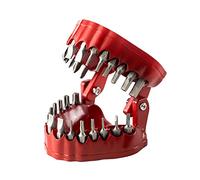 pistro Compact Denture Drill Bit Holder - Magnetic Teeth Model Design Organizing Case for 28 Bits, Funny Denture Gifts & Screwdriver Bit Holder, Portable ABS + Iron Construction
