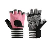 pistro Cycling Gloves for Men Women, Half Finger Breathable Workout Training Mitts, Lightweight Hand Protector for Summer Outdoor Bicycling- pink L