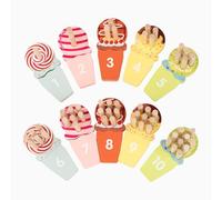 pistro Ice Cream Number Matching Toy - Wooden Stacking Blocks Math Game for Kindergarten (8.27x1.77x7.76 inch)
