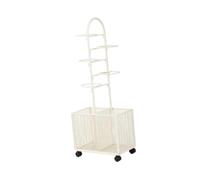 pistro Indoor Basketball Holder with Mobile Design, Soccer Ball Organizer for Home Use, Metal Storage Rack with Wheels 19.69x10.24x57.48 inch- White