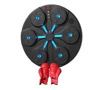 pistro Music Boxing Training Machine Punching Pad Electronic Boxing Wall Target Trainer with RGB Lights 13.78x13.78x1.77inch for Home Gym Fitness Sanda- Black Adults Gloves