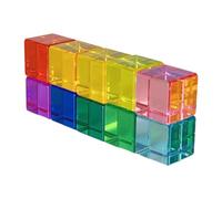 pistro Rainbow Acrylic GEM Cubes Blocks Set for Kids Ages 3-6, Stacking Recognition Fine Motor Skills Sorting & Plugging Toys- 10pcs