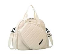 pistro Tennis Racket Holder Bag with Adjustable Shoulder Strap, Large Capacity 16.93x5.12x14.57 inch Oxford Cloth Carry Bag for Tennis Badminton Equipment- Beige