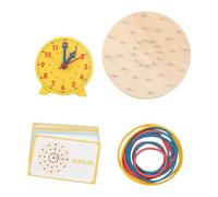pistro Wooden Geoboard & Clock Teaching Time Toy, Montessori Educational Toy for Toddlers, Fine Motor Skills Learning Game for Boys Girls- With Clock Model