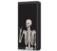 Pisypox Checkbook Cover for Personal Checkbook,Patterned Leather check book covers for women and men,with Pen Holder & Built-in Clear Plastic Divider for Duplicate Checks, Human Skeleton, Modern