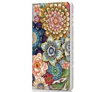Pisypox Checkbook Cover for Personal Checkbook,Patterned Leather check book covers for women and men,with Pen Holder & Built-in Clear Plastic Divider for Duplicate Checks, Coloured Flowers, Modern