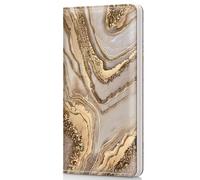 Pisypox Checkbook Cover for Personal Checkbook,Patterned Leather check book covers for women and men,with Pen Holder & Built-in Clear Plastic Divider for Duplicate Checks, Gold Marble, Modern