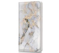 Pisypox Checkbook Cover for Personal Checkbook，Patterned Pu Leather check book covers for women and men，with Pen Holder & Built-in Clear Plastic Divider for Duplicate Checks, Grey Golden, 7 x 3.7 x