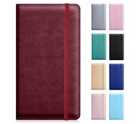 Pisypox Checkbook Cover for Personal Checkbook，Pu Leather Check Book Covers for Women and Men，With Pen holders and Elastic Bands & Built-in Clear Plastic Divider for Duplicate Checks, Burgundy