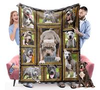 Pit Bull Dog Blanket, Fleece Throw Blanket for Couch Bed, Soft Cozy Warm Flannel Blankets and Throws for Sofa Living Room, Gifts for Dog Lovers, 60" x 80" Twin Size