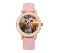 Pit-Bull Dog Flowers Fashion Women's Watch Easy Reader Novelty Slim Quartz Casual Dress Wrist Watches