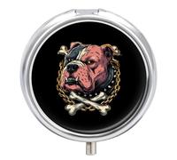 Pit Bull Dog Round Pill Box Organiser 3 Compartment Medicine Case