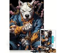 Pit Bull Dog Samurai Warrior 1000 Pieces Jigsaws Adults Puzzles Think Smart Toy Home Activity Smooth Cut Xmas Surprise (50x75cm)