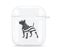 Pit Bull Dog U.S.A. Flag Case Cover Compatible with AirPods 1/2 TPU Transparent Shell