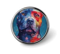 Pit-bull Dog U.S. Flag Round Brooch Pin Button Lapel Tie Badge Hat Clothes Accessories for Men Women