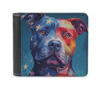Pit-Bull Dog U.S. Flag Small Billfold Wallet Front Pocket Wallets Card Holder Slim Passport Purse for Men Women