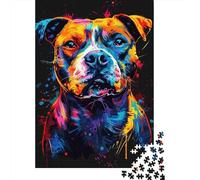 Pit Bull Jigsaw Puzzles 1000 Pieces Recycled Paper Splatter ArtPuzzle for Adults Jigsaw Puzzle Educational Game Decompression Family Game Fun Present for Home 70x50cm/1000pcs