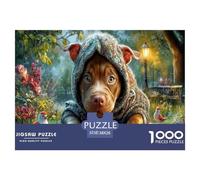 Pit Bull Jigsaw Puzzles Puzzles for Adults Kids. 1000 Piece Autumn Floral Lane Impossible Challenge Toy Home Decoration for Gifts 38x26cm/1000pcs