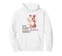 Pit Bull Lover Valentine Cute Eat Sleep Steal Hearts Repeat Pullover Hoodie