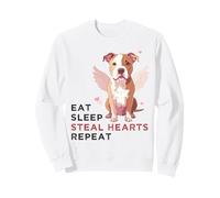 Pit Bull Lover Valentine Cute Eat Sleep Steal Hearts Repeat Sweatshirt