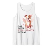 Pit Bull Lover Valentine Cute Eat Sleep Steal Hearts Repeat Tank Top