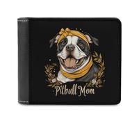 Pit-Bull Mom Bi-fold Men's Wallets with 6 Card Slots Slim Travel Purse Leather Money Clip