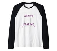Pit Bull Mom Fear Me Not The Dog Paw Print Raglan Baseball Tee