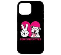 Pit Bull Pittie Peace Love Funny Rescue Dog Lover Case for iPhone 16 Pro Max