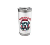 Pit Bull Santa Christmas Tree Lights Xmas Merry Pitmas Stainless Steel Insulated Tumbler